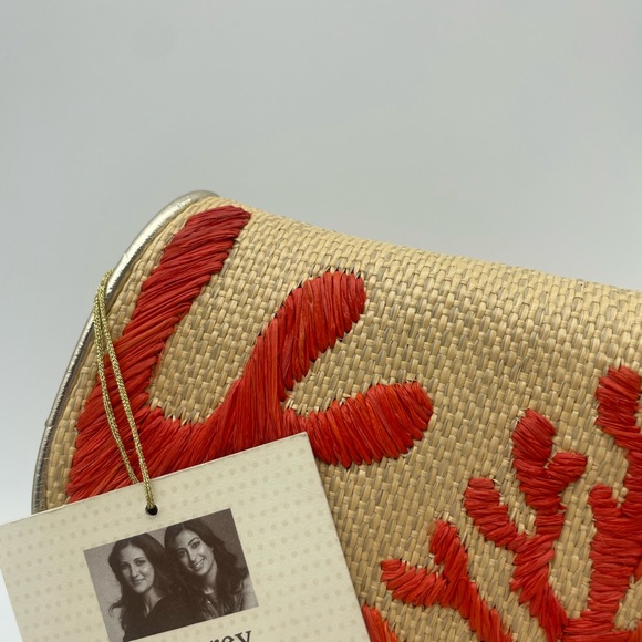 Felix Rey Orange Coral and Rattan Clutch Purse - Picture 6 of 9